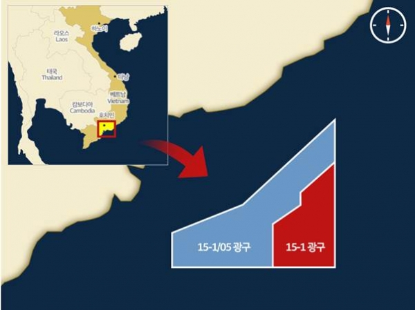 ▲ SK이노베이션이 2019년 3월, 탐사를 통해 원유를 추가로 발견한 베트남 남동부 해상 15-1/05 광구와 지난 2003년 이후 원유를 생산하고 있는 15-1 광구