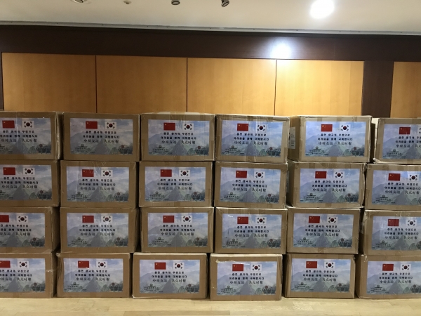 중국 동화선서 구호물품 총무원 1층 적재 완료