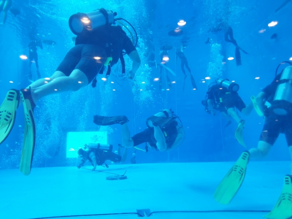 [인천해양경찰서 해경구조대와 민간 해양구조대원 20여 명이 합동 잠수훈련을 실시하고 있다.]