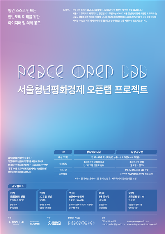 서울청년평화경제 오픈랩 프로젝트 참여자 모집 포스터