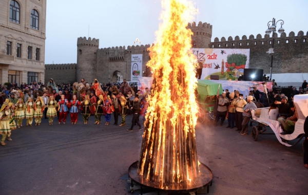Celebrations around Novruz bonfire