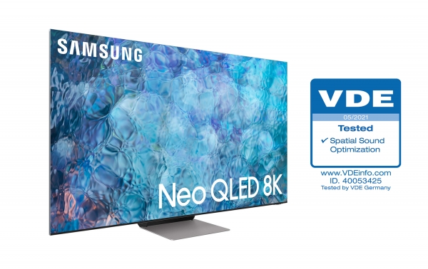 삼성 Neo QLED 제품 이미지와 VDE 인증 로고