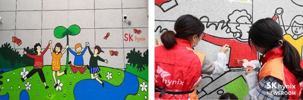 SK하이닉스 우시 법인 ‘애심활동’ 중 벽화 그리기 활동