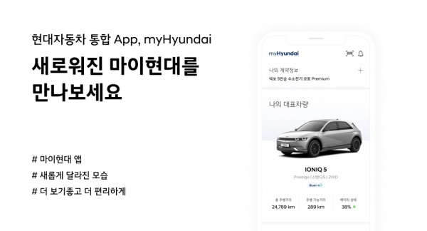 현대자동차는 현대차 오너들의 필수 고객 서비스 앱 ‘마이현대(myHyundai)’에 편리함과 실용성을 더한 ‘마이현대 2.0’ 버전을 출시했다고 16일(목) 밝혔다.