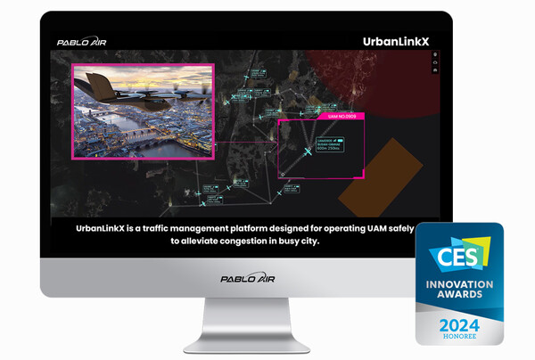 CES 2024 혁신상을 수상한 파블로항공 UAM 교통관리시스템 ‘UrbanLinkX’의 시뮬레이션 화면