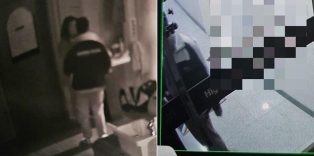 성추행을 당한 태국마사지숍 여직원이 공개한 CCTV 화면. 아프니까사장이다 갈무리.